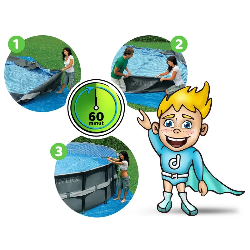 Piscina de jardín con estructura 549 x 132 cm 18en1, perfecta para el jardín, ideal para niños