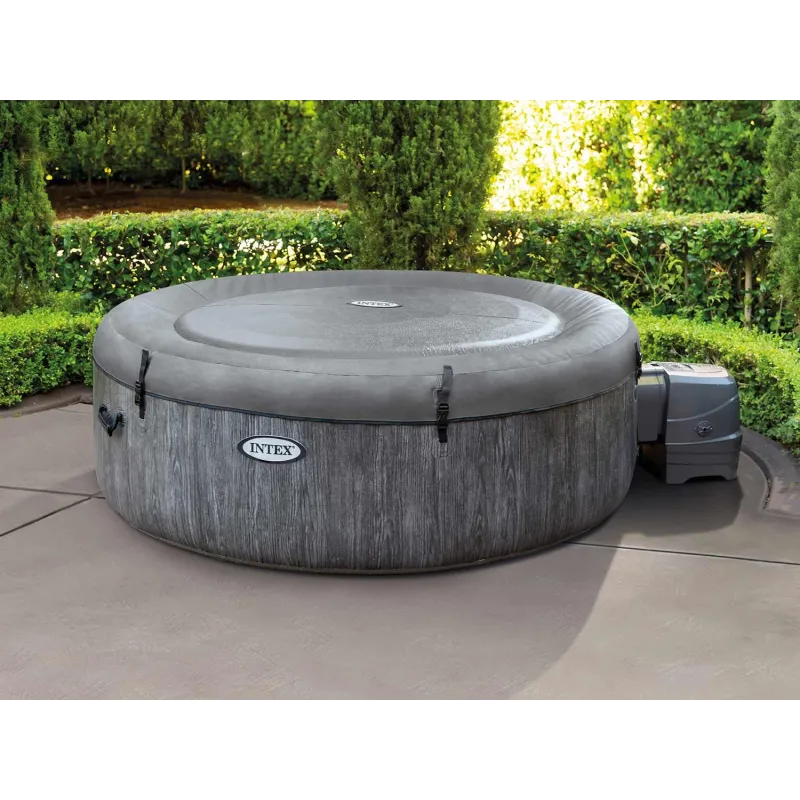 SPA hinchable con hidromasaje en un diseño elegante, ideal para exteriores