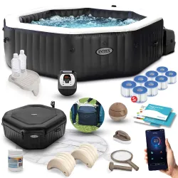 SPA hinchable con hidromasaje 201 x 71 cm 4 personas + accesorios premium INTEX 28458