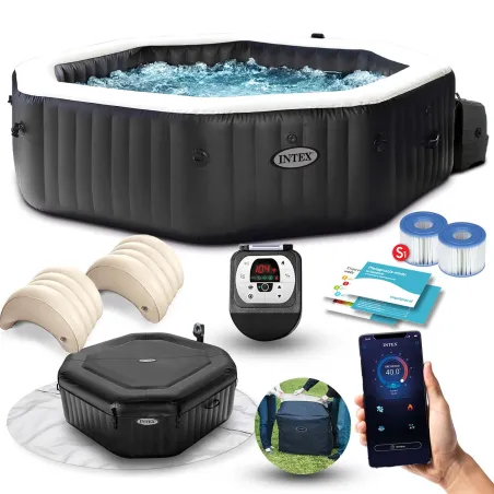 SPA hinchable con hidromasaje 218 x 71 cm para 6 personas, cómodo y relajante
