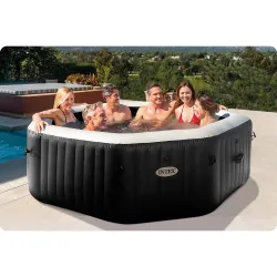 SPA hinchable elegante con hidromasaje, perfecto para el jardín