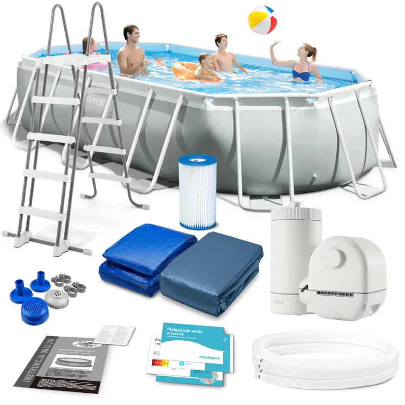 Piscina de jardín hinchable 503 x 274 x 122 cm kit 12 en 1 de materiales resistentes