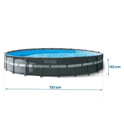Piscina de jardín con estructura 732 x 132 cm, perfecta para diversión familiar al aire libre