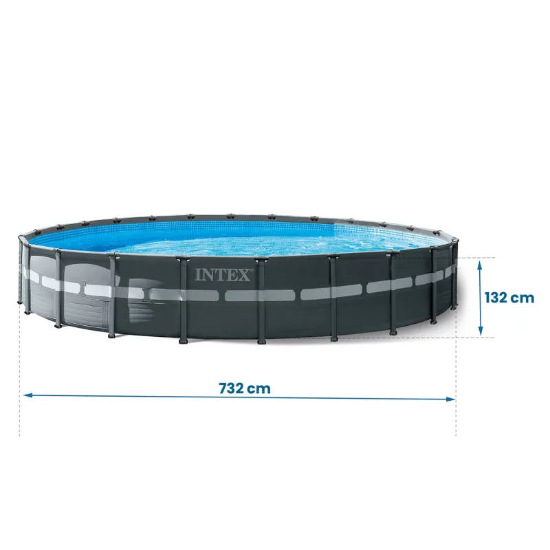 Piscina de jardín con estructura 732 x 132 cm, perfecta para diversión familiar al aire libre