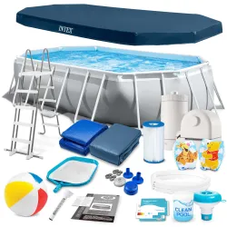 Piscina rectangular 503x274x122cm con 18 accesorios, perfecta para el jardín