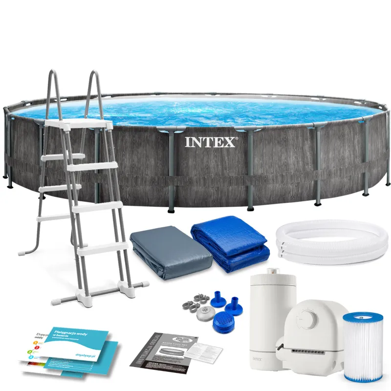 Piscina de jardín 549 x 122 cm 12-en-1, material resistente para exteriores
