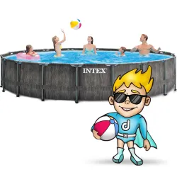 Piscina redonda de jardín 549 x 122 cm, ideal para relajarse al aire libre