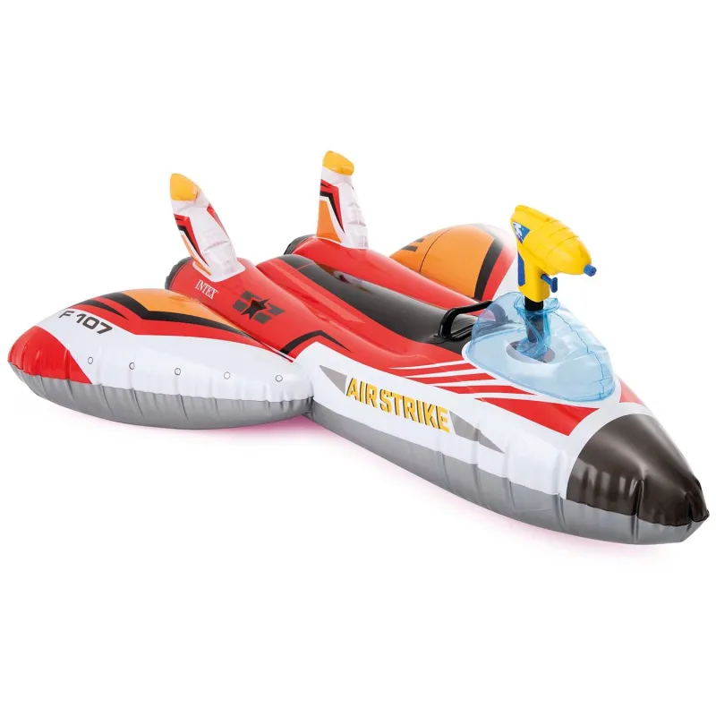 Elegante avión hinchable rojo para diversión en la piscina