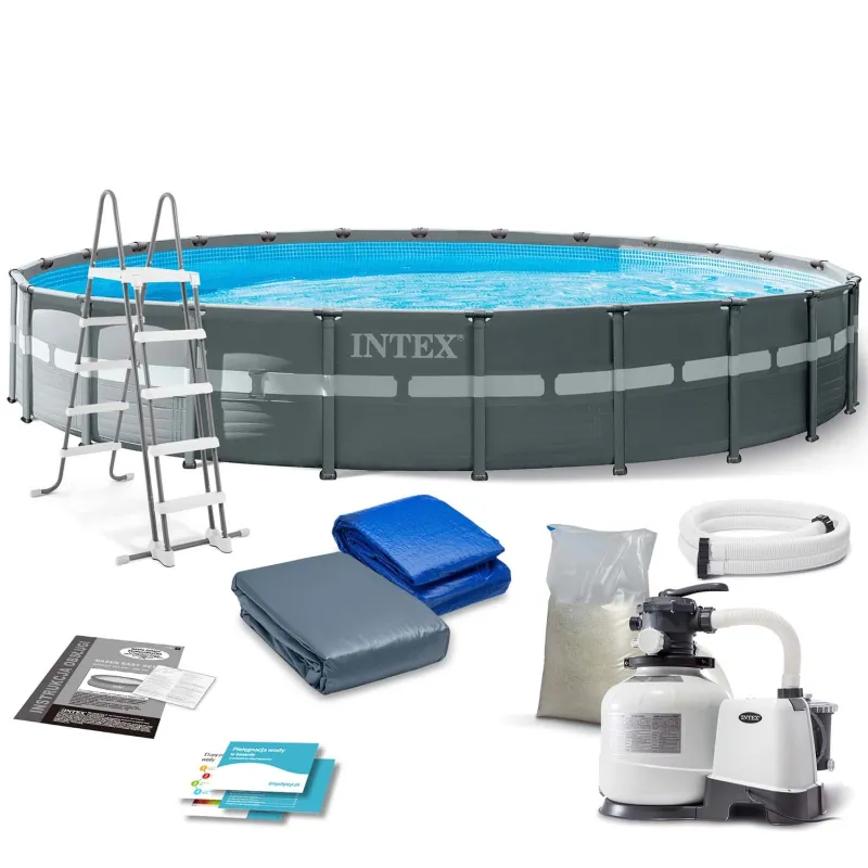 Piscina de jardín 732 x 132 cm 12en1 con estructura resistente
