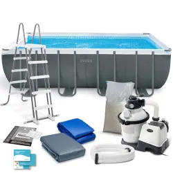 Piscina de jardín con estructura 549 x 274 x 132 cm, perfecta para disfrutar al aire libre, 12en1 INTEX 26356