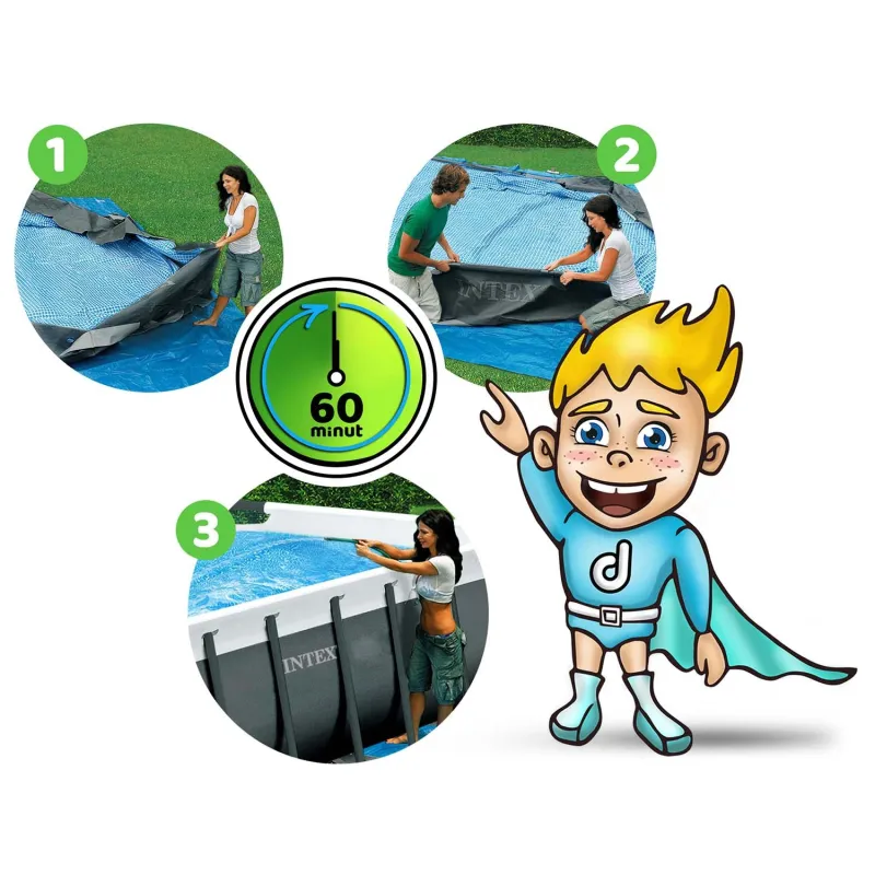 Ideal para el jardín, piscina de jardín con estructura 732 x 366 x 132 cm, perfecta para niños y adultos