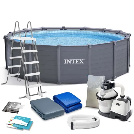 Piscina hinchable de jardín 478 x 124 cm 12en1 INTEX 26384 de material PVC resistente