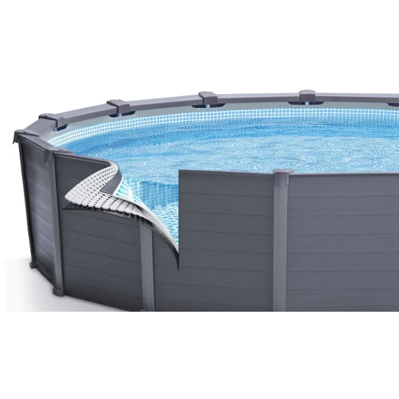 Piscina redonda hinchable azul, perfecta para la diversión de verano