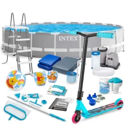 Piscina de jardín 610 x 132 cm conjunto 21en1 INTEX 26756 + patinete gratis