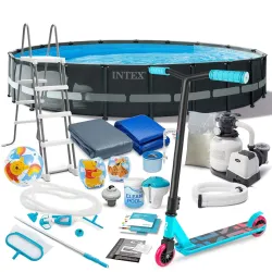Piscina de jardín 610 x 122 cm con accesorios y patinete GRATIS