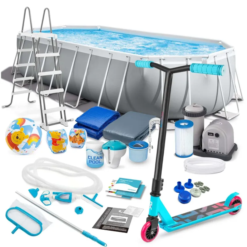 Piscina de jardín 610 x 305 x 122 cm, set 21en1 INTEX 26798 con patinete GRATIS