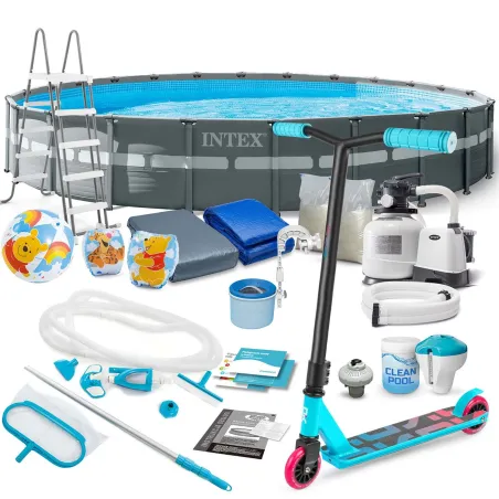 Piscina de jardín 732 x 132 cm con accesorios y patinete GRATIS