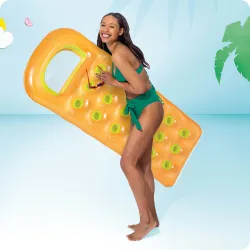 Colchón de nado hinchable con ventana Intex 59895, accesorio de verano colorido y elegante
