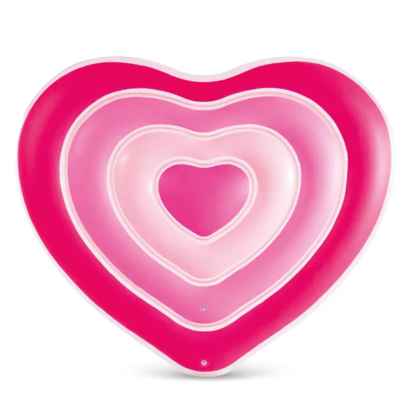 Gran colchón hinchable de playa en forma de corazón, colorido y cómodo