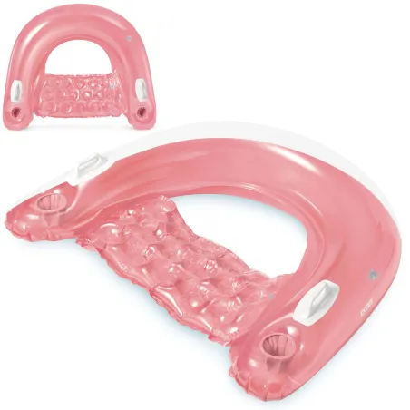 Sillón de natación rosa 147 x 99 cm con asas, juguetes acuáticos