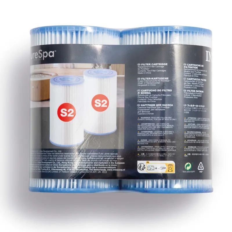 Filtro para bomba Pure SPA 2 pz tipo S2 Intex 20912 para SPA hinchables
