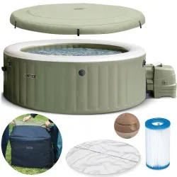 SPA hinchable con hidromasaje para 4 personas, perfecto para relajarse en el jardín