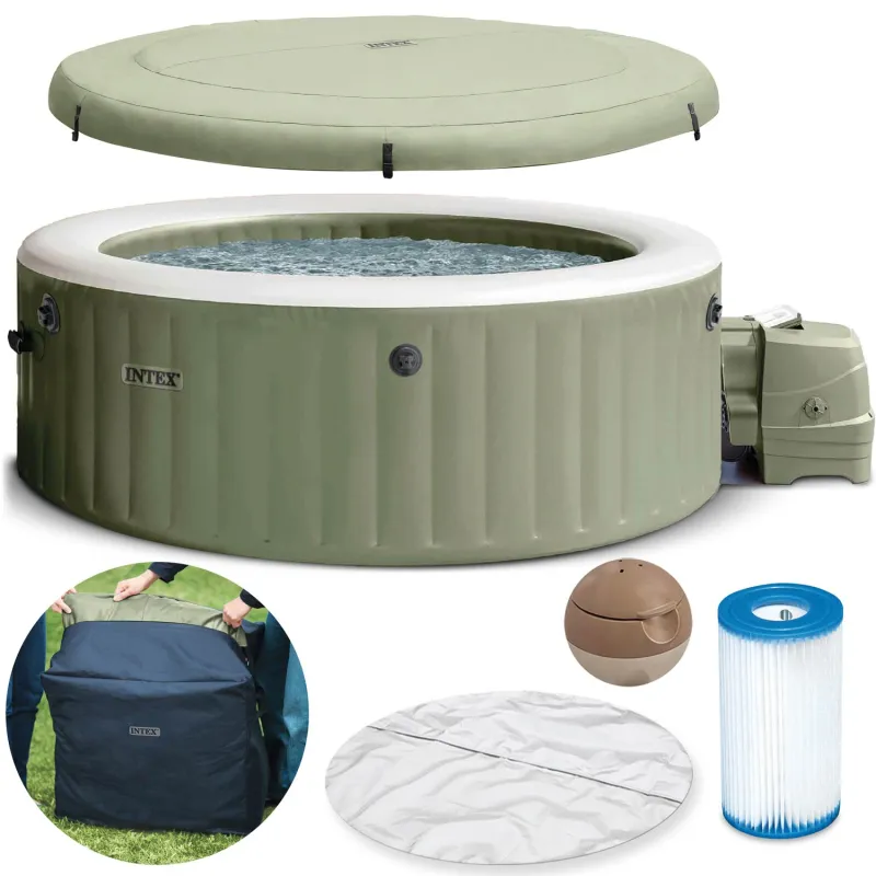 SPA hinchable con hidromasaje para 4 personas, perfecto para relajarse en el jardín