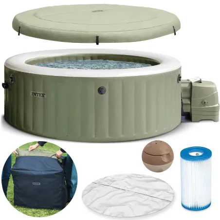 SPA hinchable con hidromasaje para 4 personas, perfecto para relajarse en el jardín