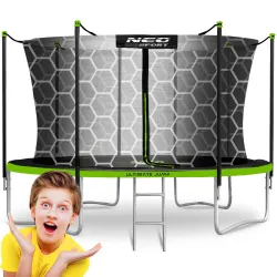 Cama elástica de jardín 12ft/374cm con red de seguridad interna y escalera Neo-Sport
