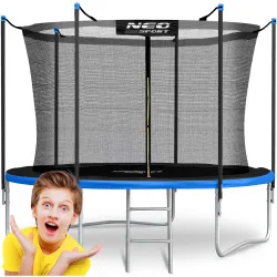Cama elástica de jardín 6ft/183cm con red de seguridad interna y escalera Neo-Sport