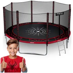 Trampolín de Jardín Neo-Sport 12ft/374cm con Red Externa y Escalera