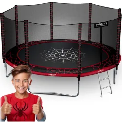 Trampolín de Jardín Neo-Sport 14ft/435cm con Red Externa y Escalera