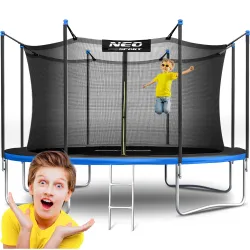 Cama elástica de jardín 12ft/374cm con red interior y escalera Neo-Sport