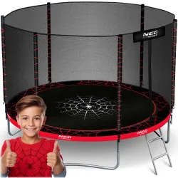 Cama elástica de jardín 6ft/183cm con red externa y escalera Neo-Sport
