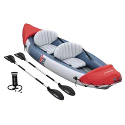 Kayak inflable para uso en ríos o lagos, ideal para familias