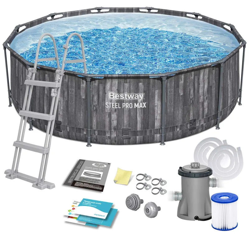 Piscina con estructura 366 x 100 cm, ideal para el exterior, material PVC resistente