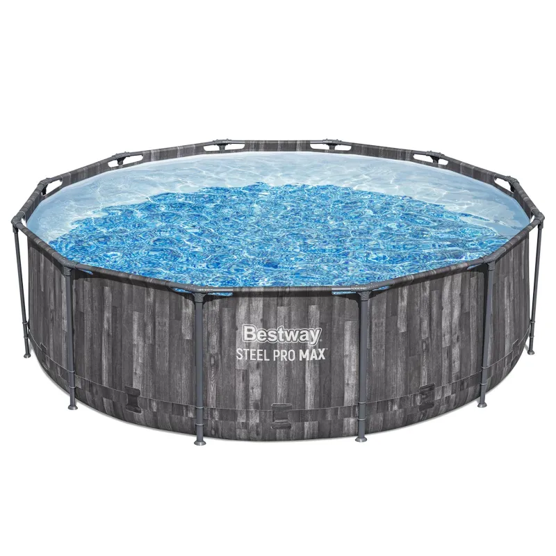Piscina con estructura azul 366 x 100 cm, ideal para relajarse en el jardín