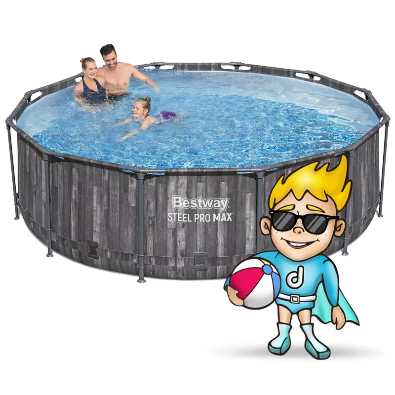 Piscina con estructura y accesorios, perfecta para la relajación de verano