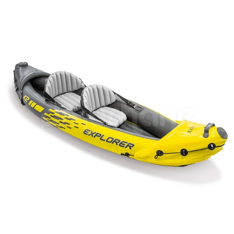 Kayak inflable azul, cómodo y estable para usar