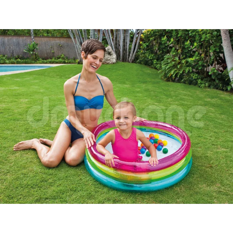 Piscina inflable colorida para niños, diversión perfecta en casa o en el jardín