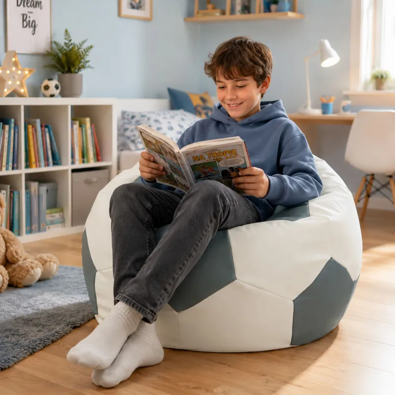 Puf Sillón Balón de Fútbol XL para Niños - Polipiel