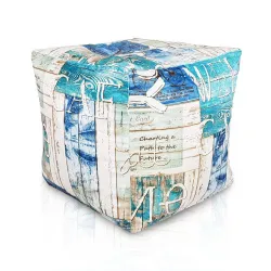 Puff Cuadrado Cubo - Tejido Estampado Premium