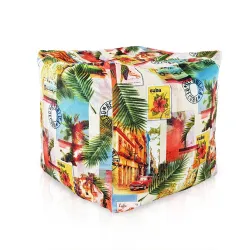 Puff Cuadrado Cubo - Tejido Estampado Premium
