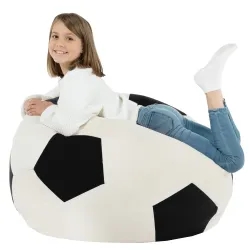 Puf De Fútbol Perla Negro Terciopelo