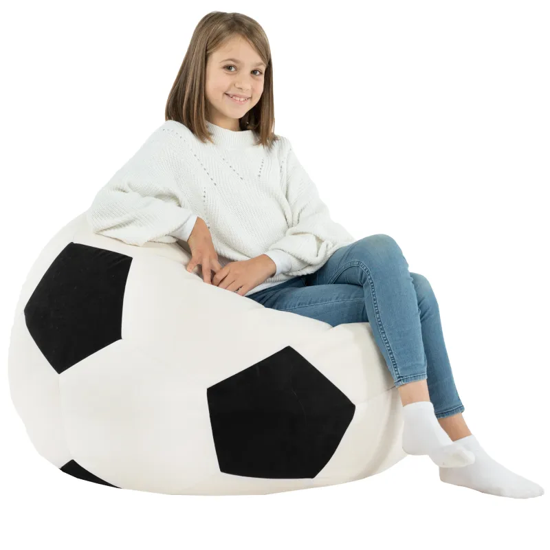 Puf De Fútbol Perla Negro Terciopelo