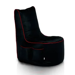 Sillón puf gaming ergonómico negro - Piel Sintética