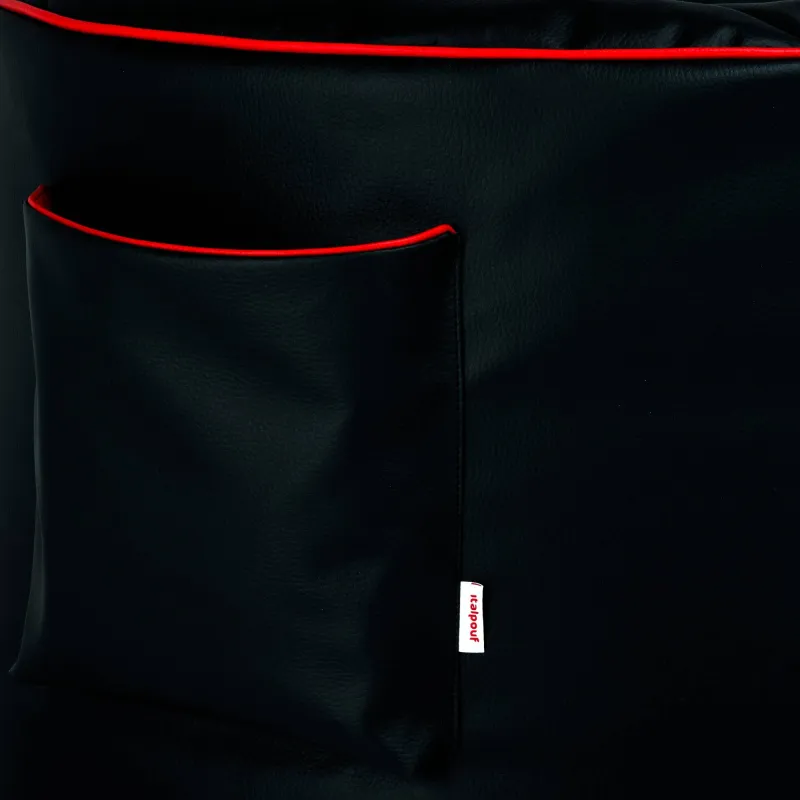 Puff negro gamer de cuero ecológico, ideal para relajarse