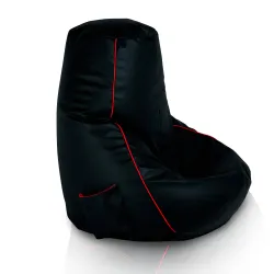 Puff negro elegante de cuero ecológico, ideal para sesiones de juego
