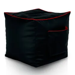 Negro Puff Cuadrado Cubo Gamer - Piel Sintética