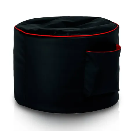 Puff gamer cilíndrico negro de cuero ecológico para un uso prolongado